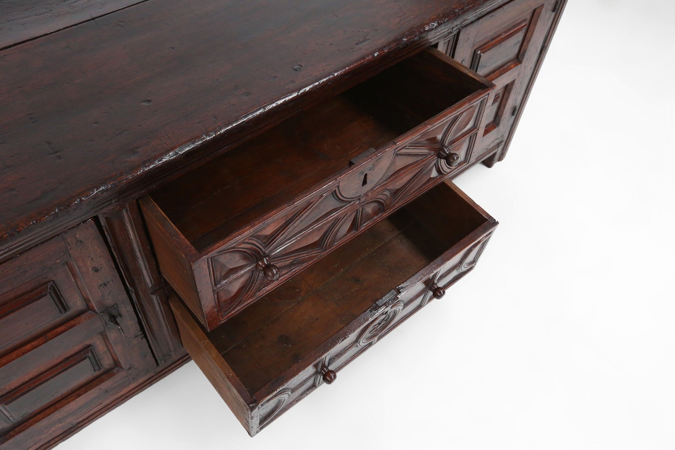 Unique 16th century French geometric sideboard in oakthumbnail